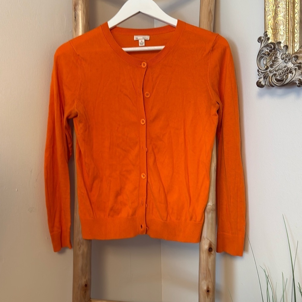 Gap Cardigan Cotton Nylon Silk Blend Orange XS
